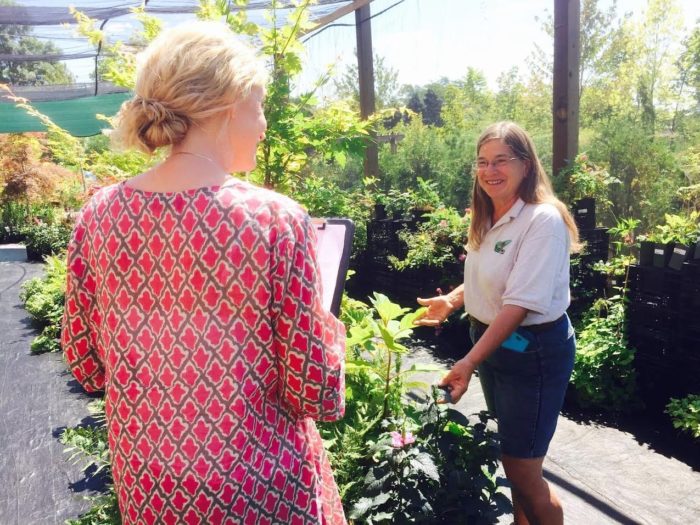 Laurie Broccolo of Broccolo Tree & Lawn Care and Broccolo Garden Center teaching a customer.