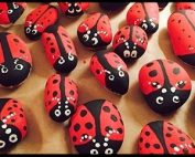 Rocks painted like ladybugs