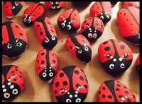 Rocks painted like ladybugs